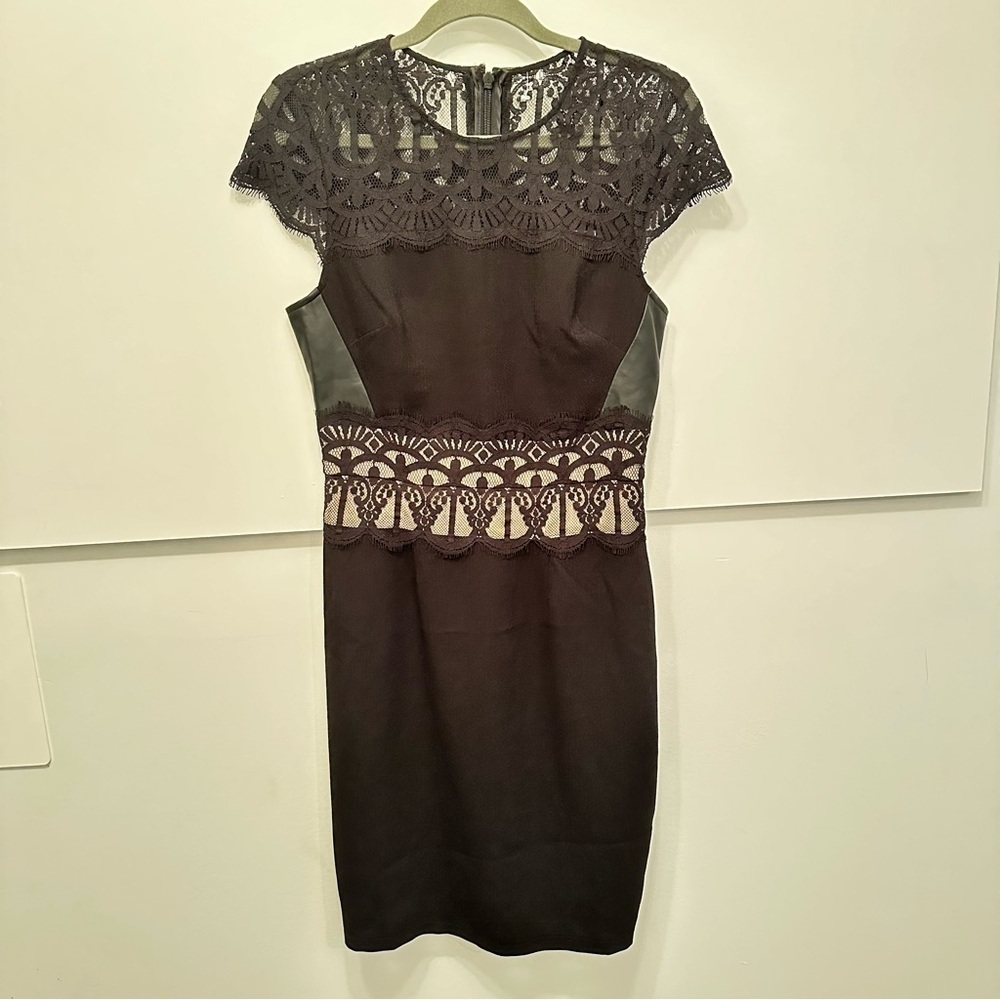 Lipsy black dress with lace details back zipper size 6